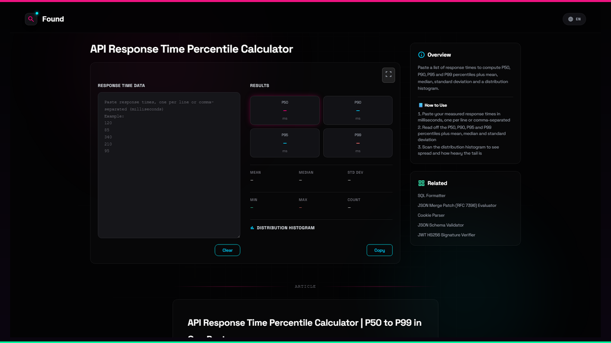 API Response Time Percentile Calculator - Found
