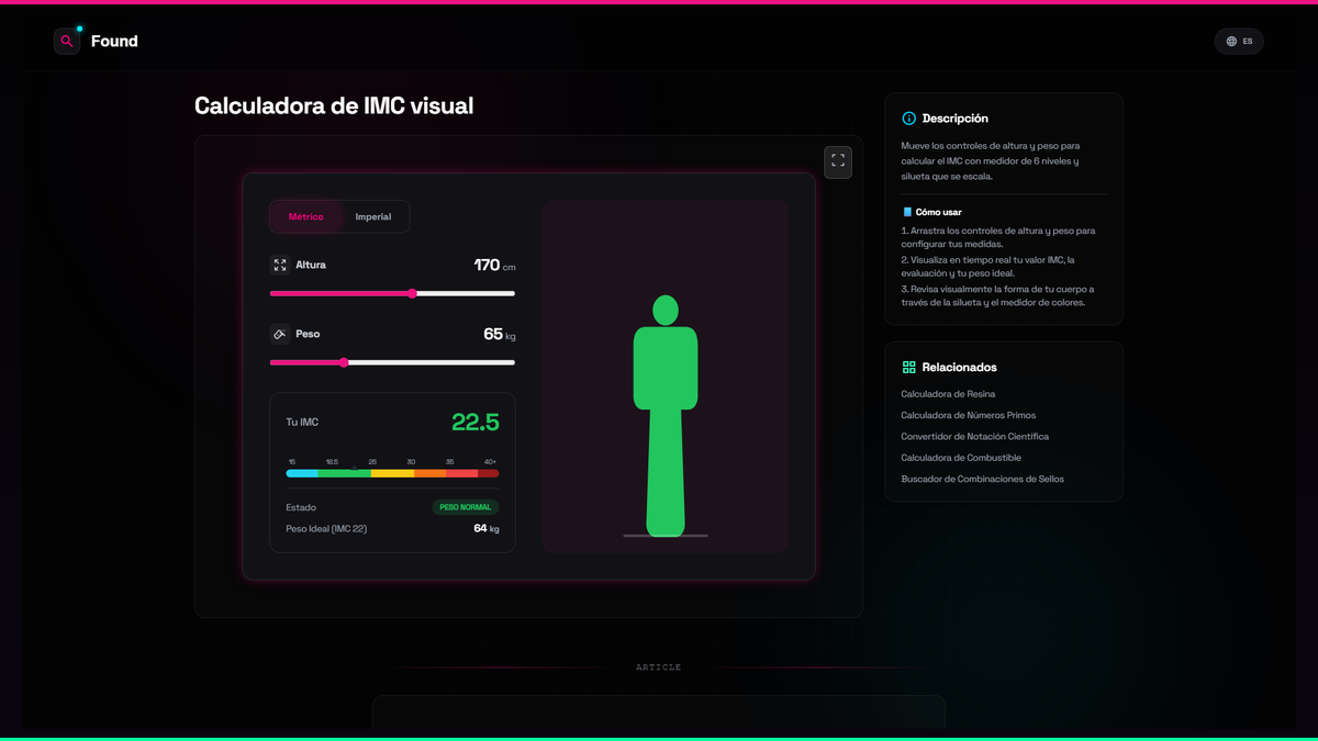 Calculadora de IMC visual - Found