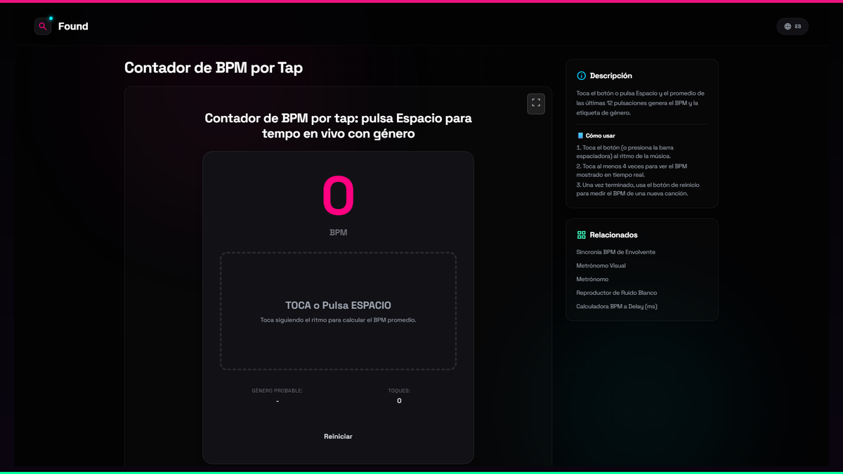 Contador de BPM por Tap - Found