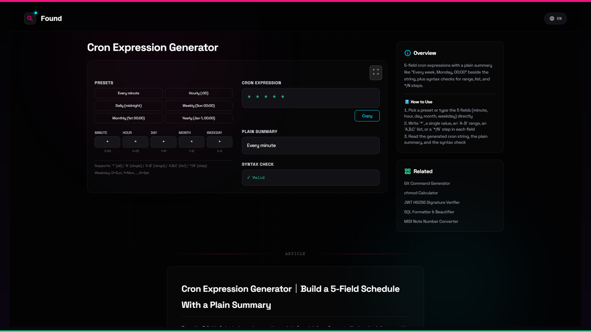 Cron Expression Generator - Found