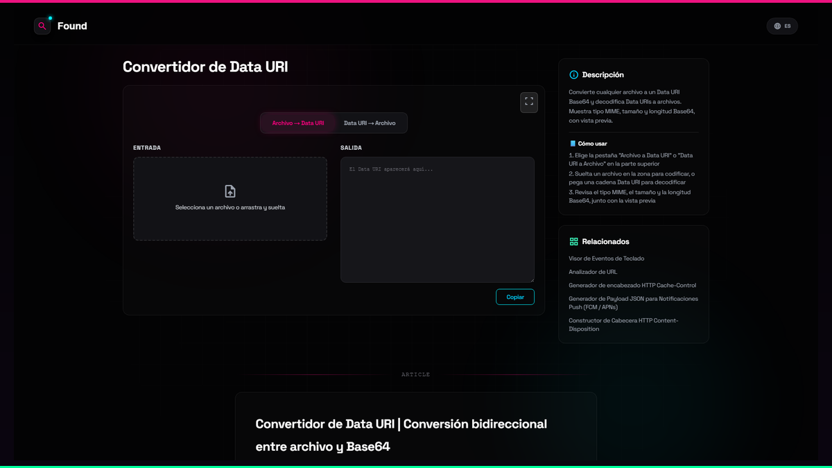 Convertidor de Data URI - Found