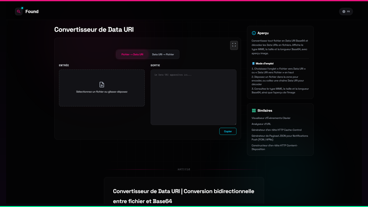 Convertisseur de Data URI - Found