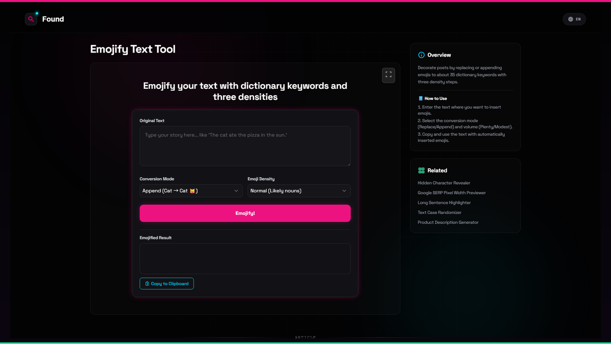 Emogify Emojify Text Tool - Found