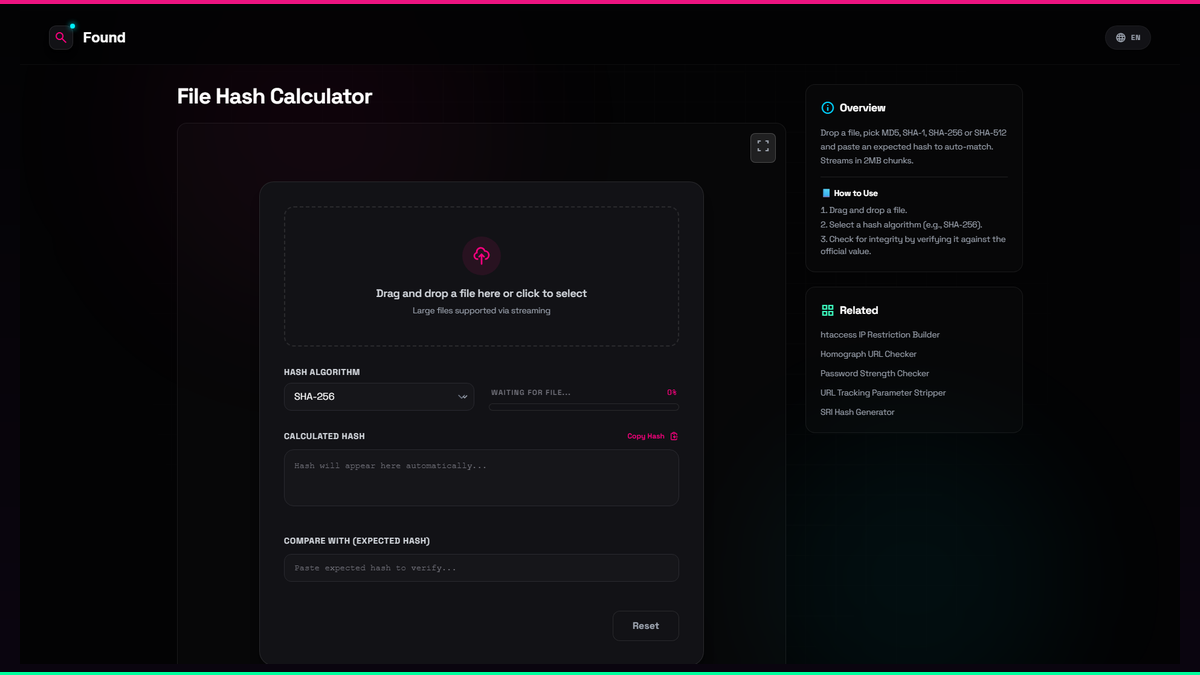 File Hash Calculator - Found