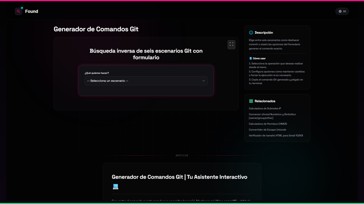 Generador de Comandos Git - Found