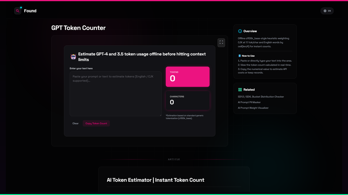 Token Counter Text GPT Token Counter - Found