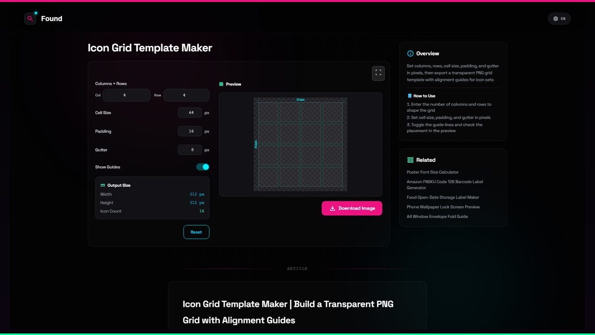 Icon Grid Template Maker - Found