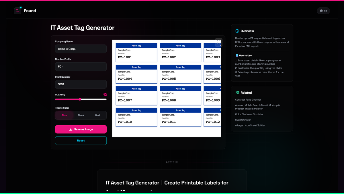 It Tag File IT Asset Tag Generator - Found