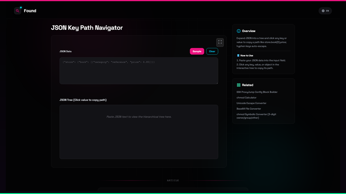 JSON Key Path Navigator - Found