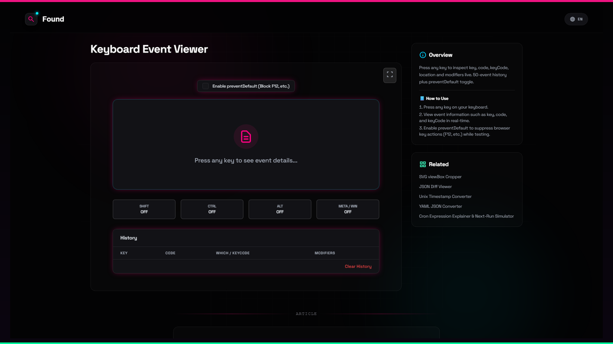 Keyboard Event Viewer - Found