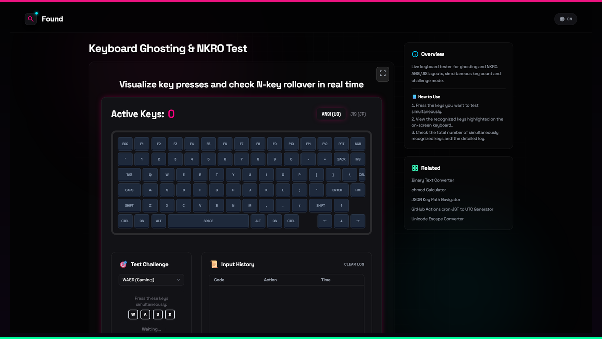 Keyboard Ghosting & NKRO Test - Found