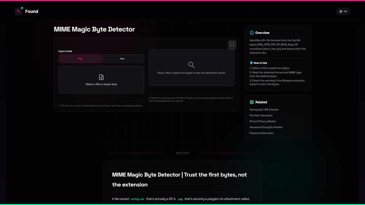 MIME Magic Byte Detector - Found