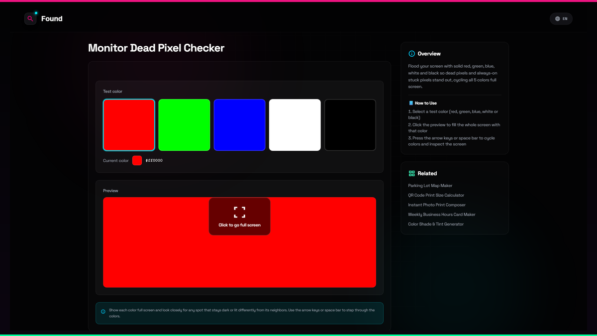 Monitor Dead Pixel Checker - Found