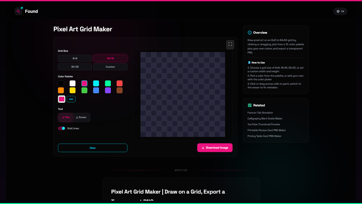 Pixel Art Grid Maker - Found