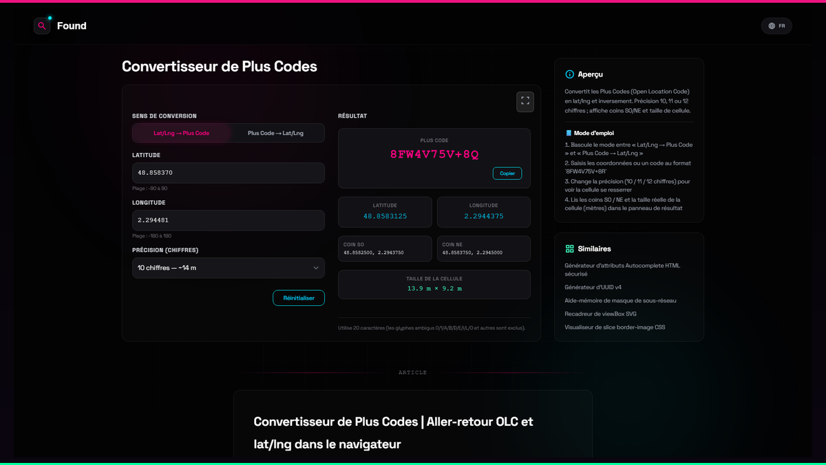 Code Plus Convertisseur de Plus Codes - Found