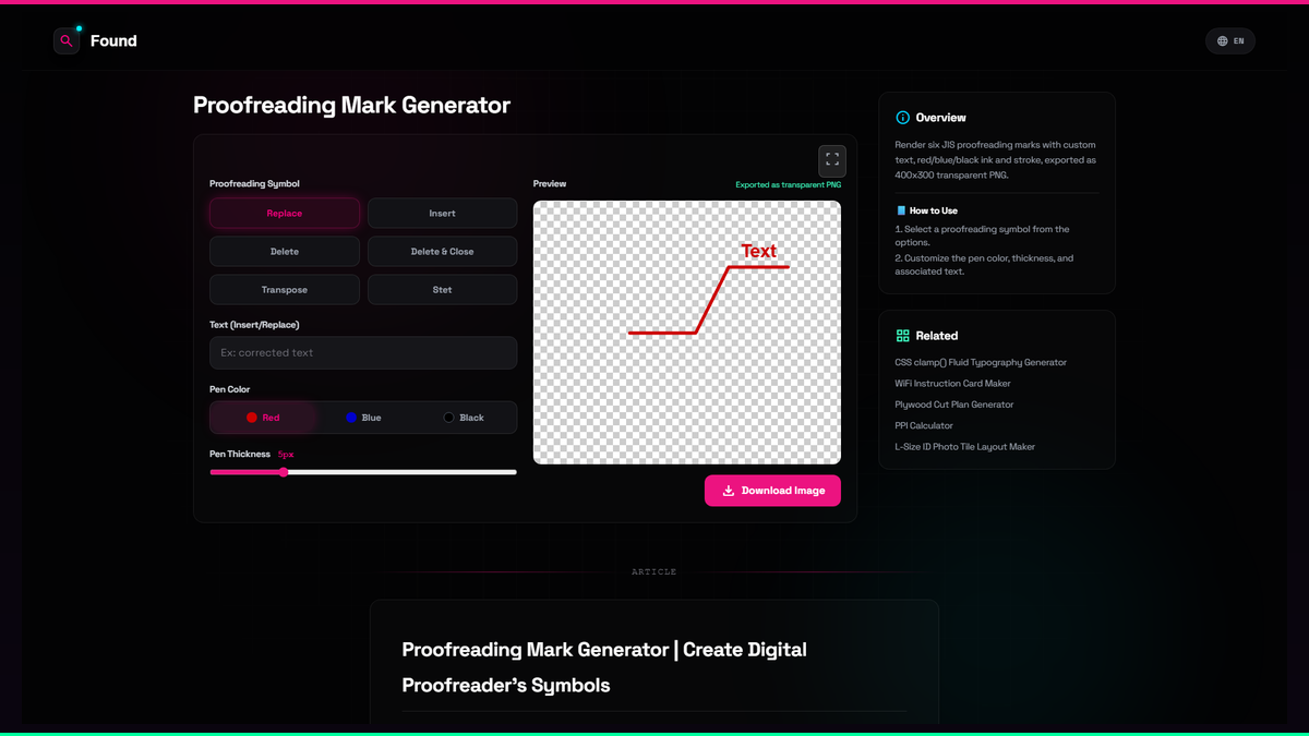 Proofreader Generator Proofreading Mark Generator - Found