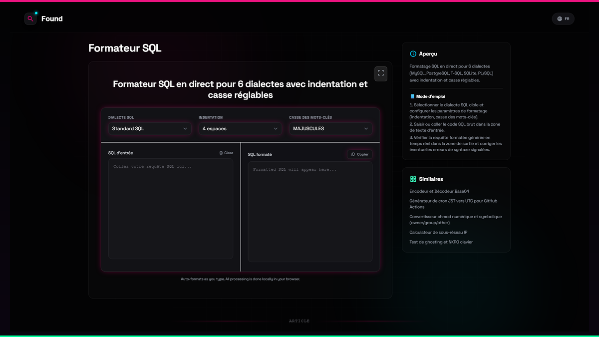 Formateur SQL - Found