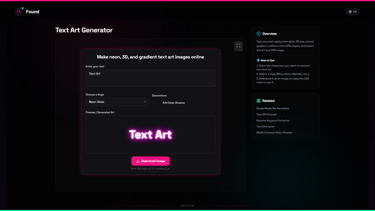 Text Art Generator - Found