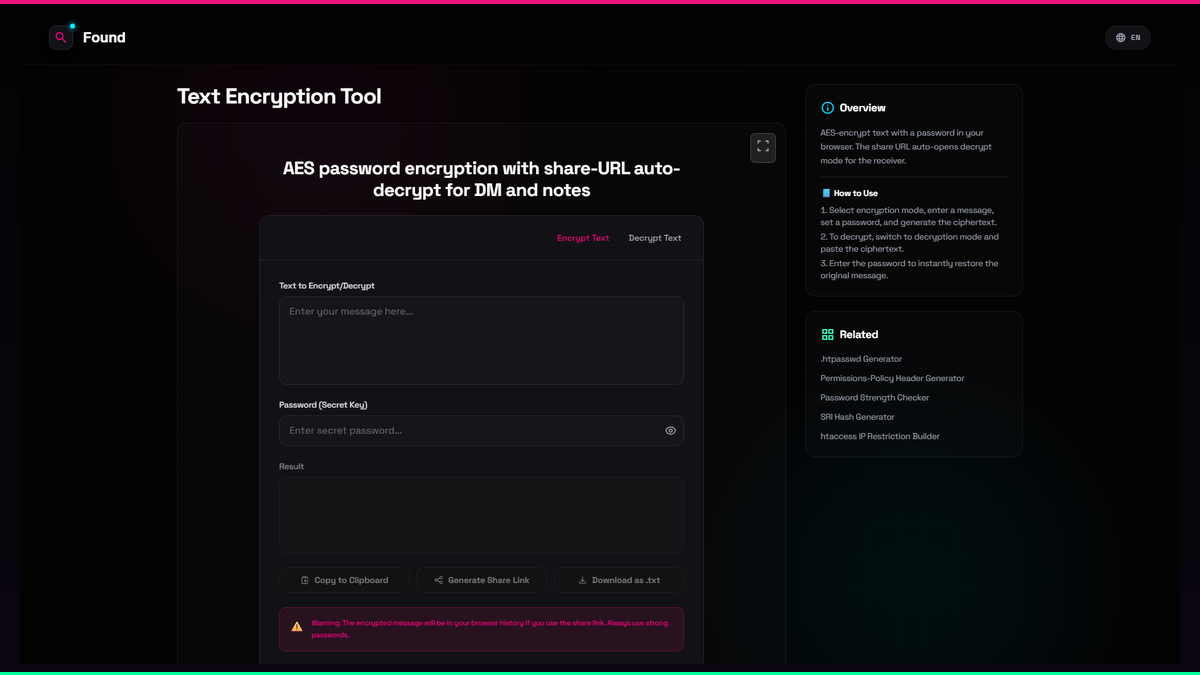 Text Encryption Tool - Found