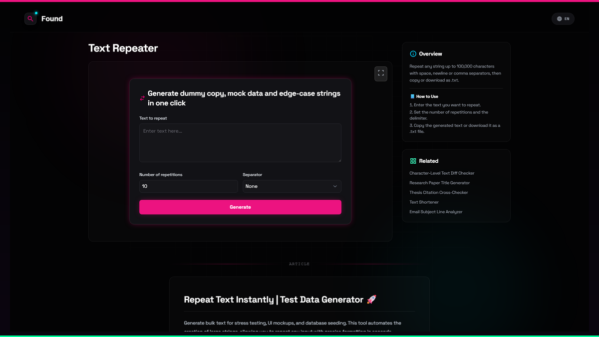 Text Repeater - Found