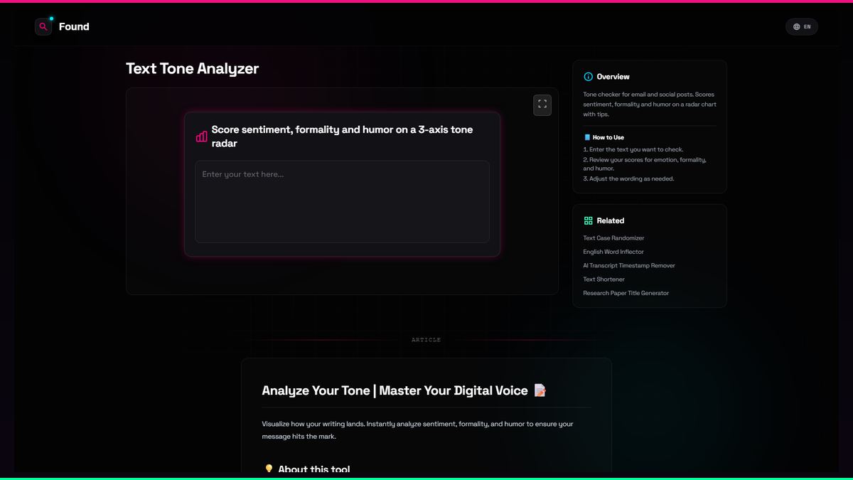Text Tone Analyzer - Found