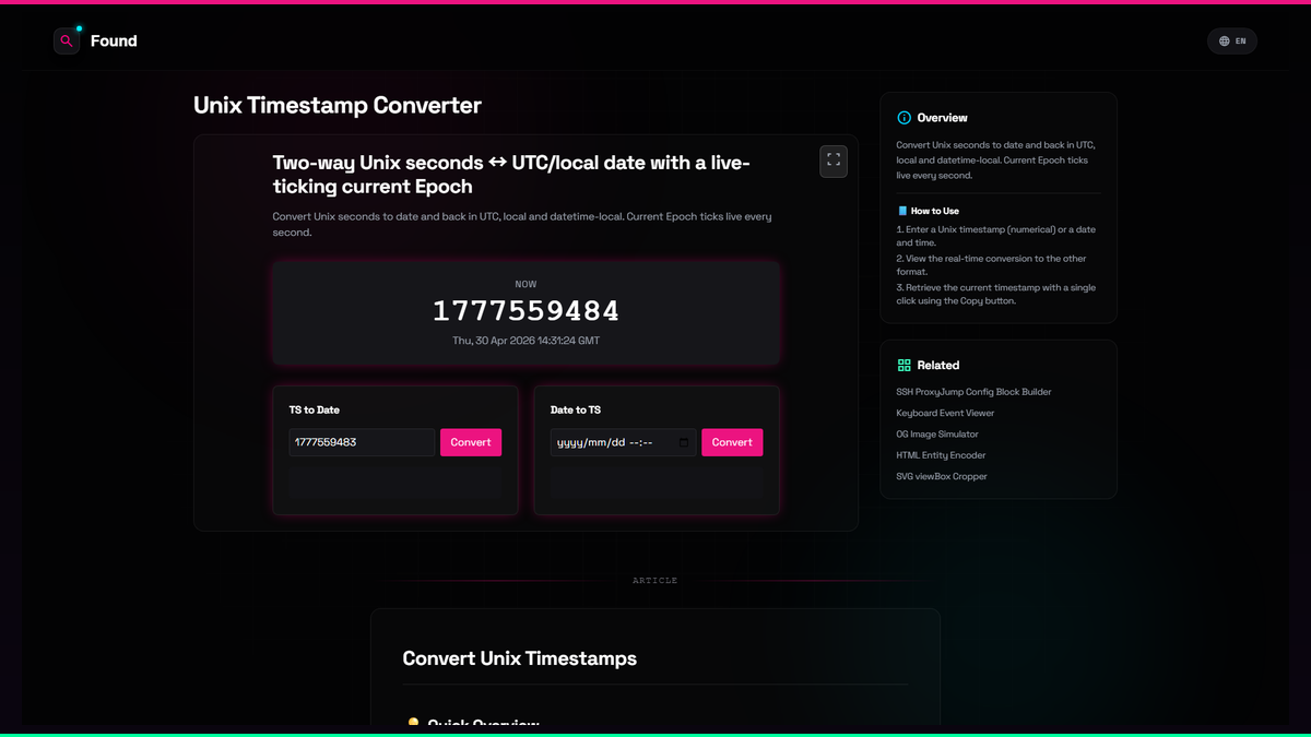 Unix Timestamp Converter - Found