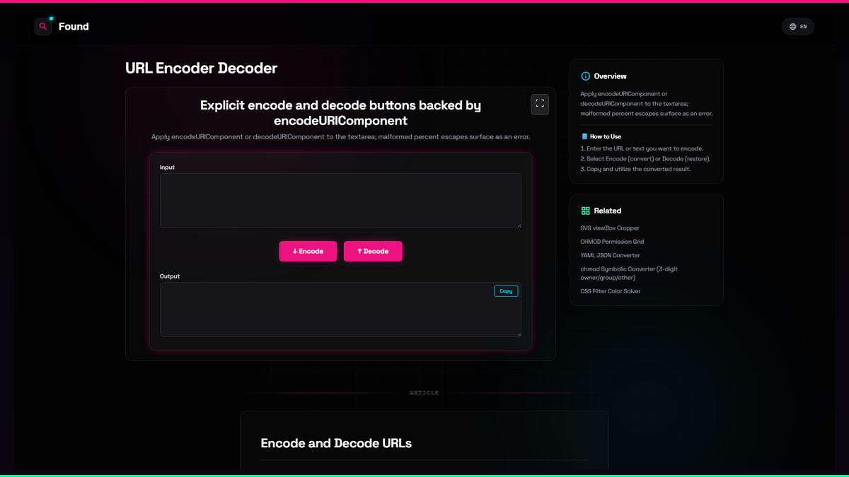 URL Encoder Decoder - Found