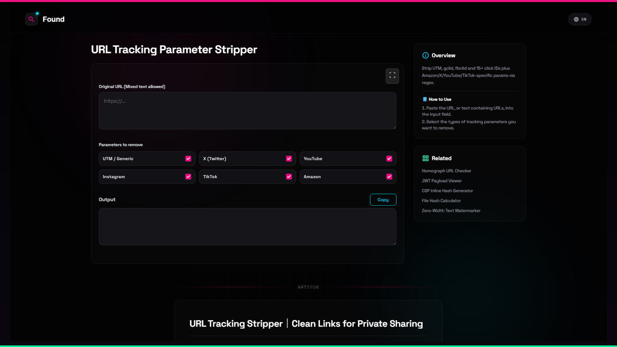 URL Tracking Parameter Stripper - Found
