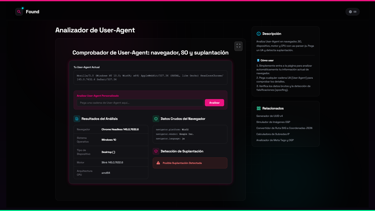 Analizador de User-Agent - Found