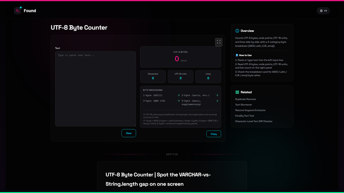 UTF-8 Byte Counter - Found