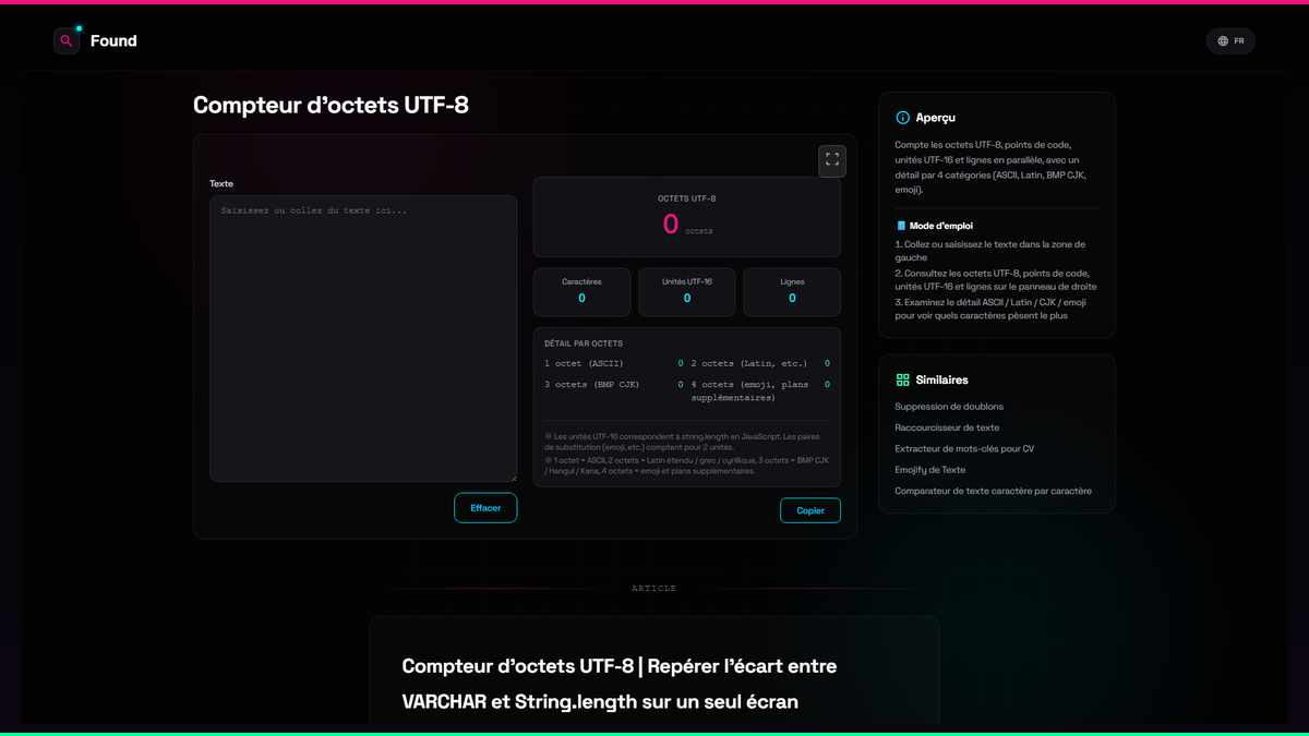 Compteur d'octets UTF-8 - Found